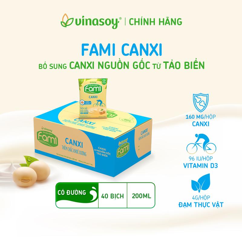  Thùng sữa đậu nành Fami Canxi có đường  40 bịch x 200ml  