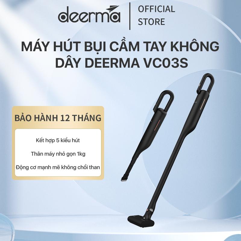 Máy hút bụi cầm tay không dây Deerma VC03s lực hút mạnh mẽ, thiết kế gọn nhẹ kèm giá treo tiện lợi - Bảo hành 12 tháng
