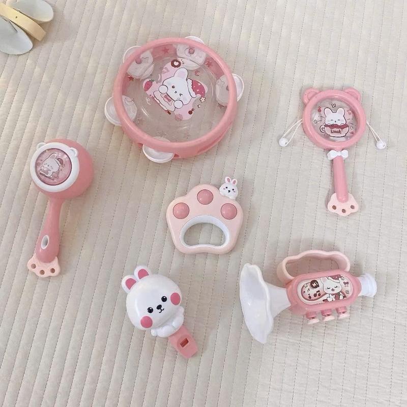 Bộ Nhạc Cụ Lục Lạc 6 Món Cho Bé Yêu,Đồ Chơi Âm Thanh, Đồ Chơi Gặm Nướu, Trống Lắc Tay, Kèn Thổi Nhạc Đáng Yêu Cho Trẻ
