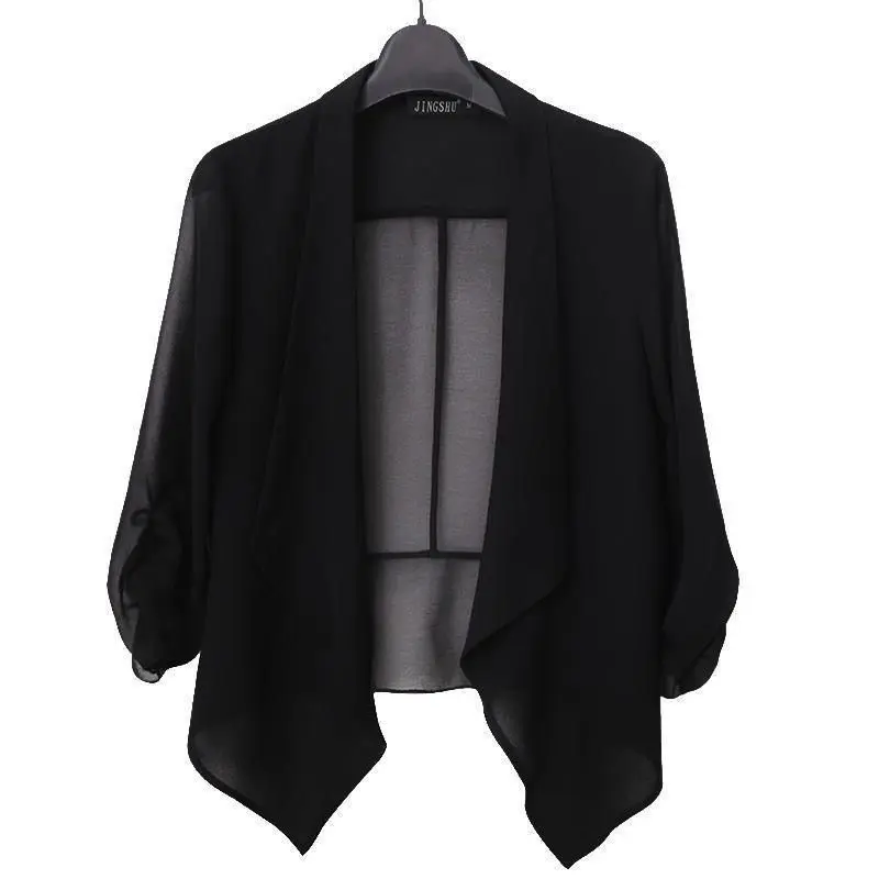 Áo Cardigan Voan, Thời Trang, Khăn Choàng Nhỏ Có Thể Mặc Ngoài Trời, Áo Mùa Hè Mỏng Cho Nữ, Với Váy Hai Dây, Bộ Đồ Dễ Phối Đồ Cổ Áo, Chiều Dài Ngắn Jacket Women Top Voi