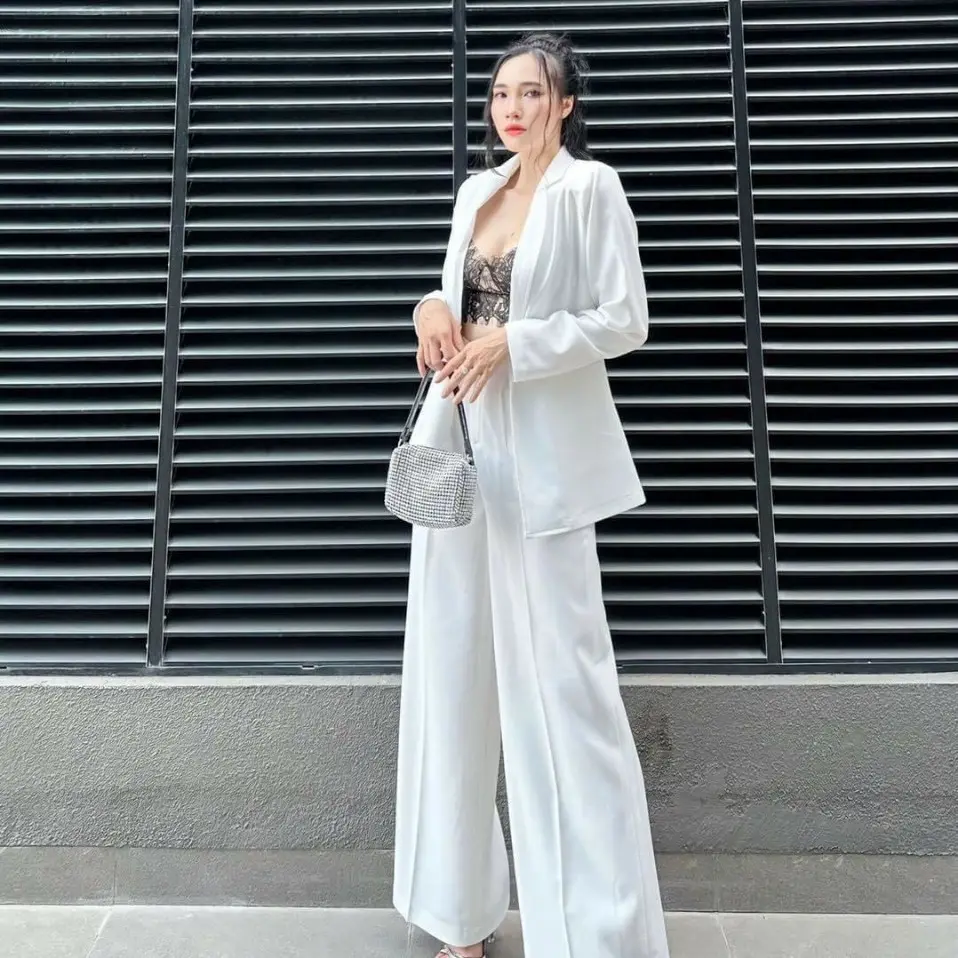 Bộ vest 2 món chất tuyết mưa quần xuông