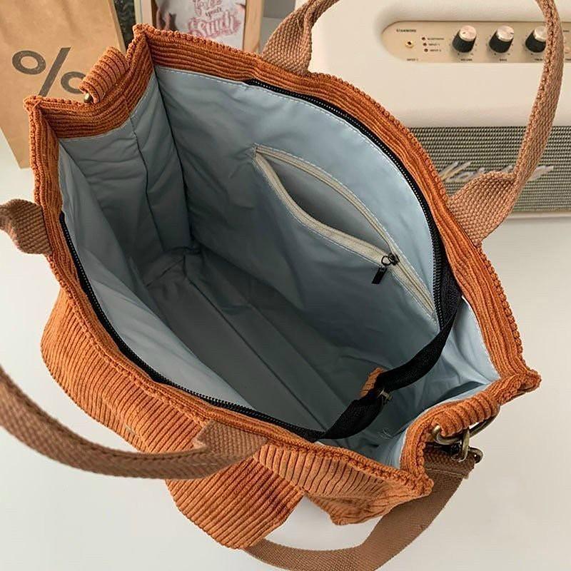 Product Introduction of Túi đeo chéo vải nhung tote nam nữ unisex ngăn túi nhỏ bên ngoài đựng sách a4 túi vải đi học đii chơi 12