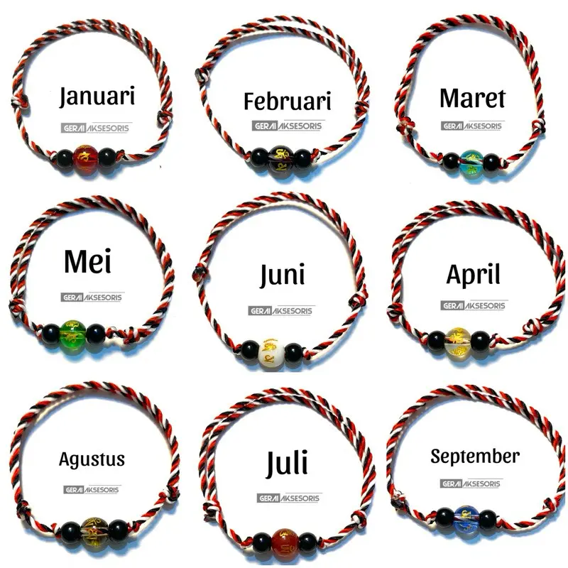 AZIZOS Gelang TridatuWETON ||GELANG  Tibet Bulan Kelahiran Januari - Desember / Birth Bracelet||FREE KURA KURA REJEKI