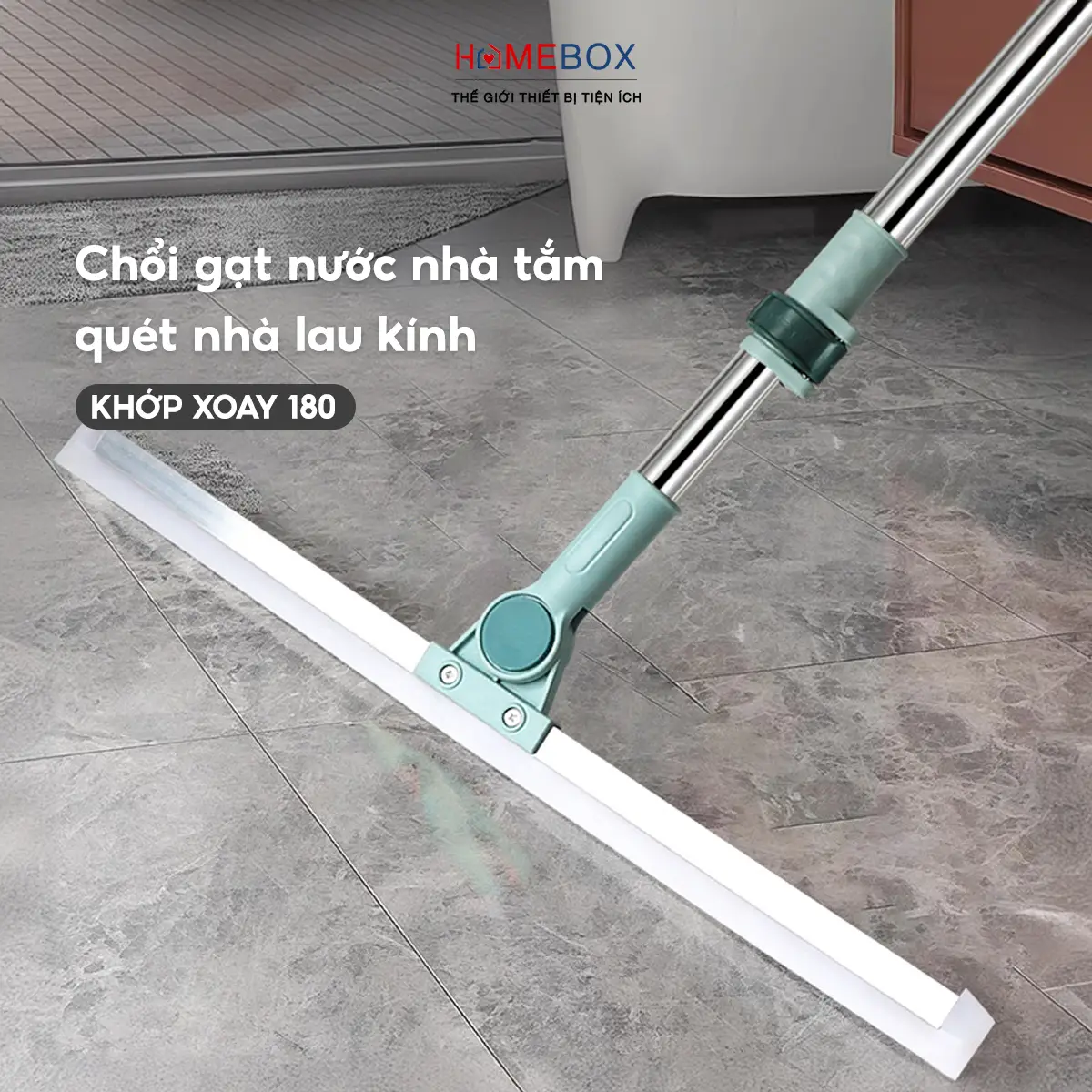 Chổi gạt nước sàn nhà tắm cỡ lớn, Chổi quét nhà gạt nước và lau kính đầu silicon dẻo tiện lợi Làm Sạch