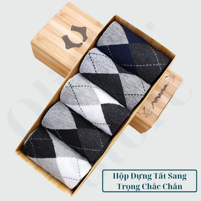Hộp 5 Đôi Tất dài nam cao cấp,lịch sự Menswear 3