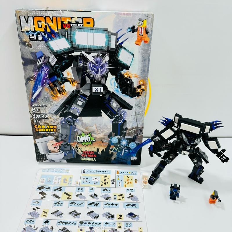 Skibidi Toilet bộ đồ chơi lắp ráp xếp hình Titan Tv Man.477 PCS. Mã sản phẩm JX042. Xếp Hình Toy Tháo Lắp Bộ Lắp Ráp