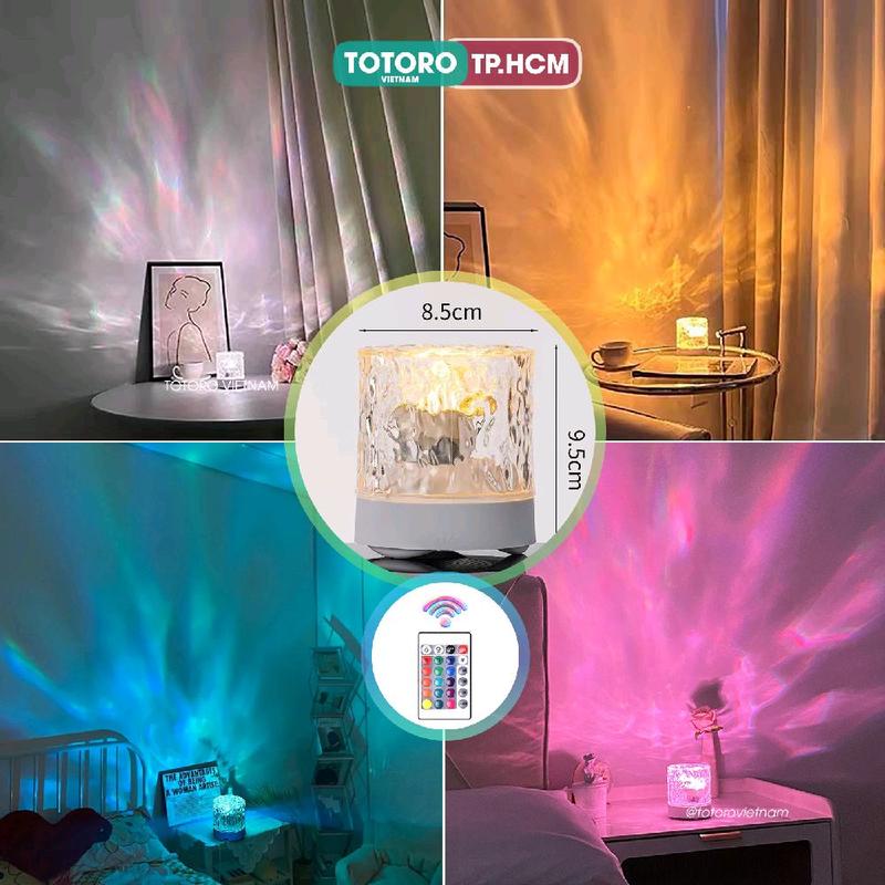Đèn ngủ để bàn Đèn trang trí Sóng nước chuyển động FWR cực chill có điều khiển 16 màu RGB decor phòng siêu đẹp