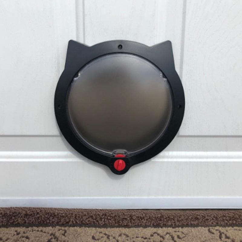 Product Introduction of Lovely Small Round Cat Door with 4-way Lock Plastic Window Lockable Cat Crates Safe Dog Gate Access Pet Supplies Pet Supplies 8