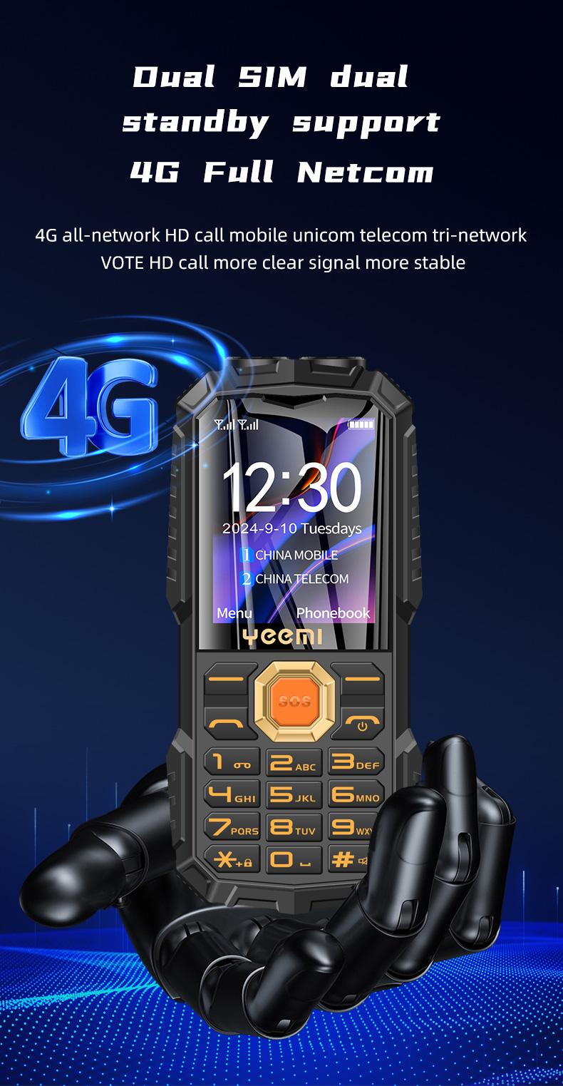 Product Introduction of Yeemi Q7 + điện thoại tính năng 4G chống nước chắc chắn 1.77 inch loa lớn đèn led pin 16800mAh sạc dự phòng điện thoại di động SOS 24