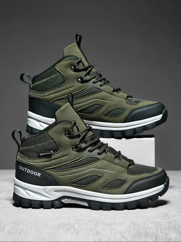 Men's Colorblock Lace Up Hiking Shoes, Casual Comfortable Outdoor Sports Shoes, Durable Shoes for Hiking 1