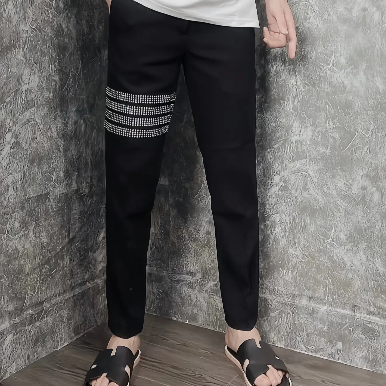 Quần Âu 4 Vạch Thêu Đính Đá Trắng Menswear Pants Có Túi