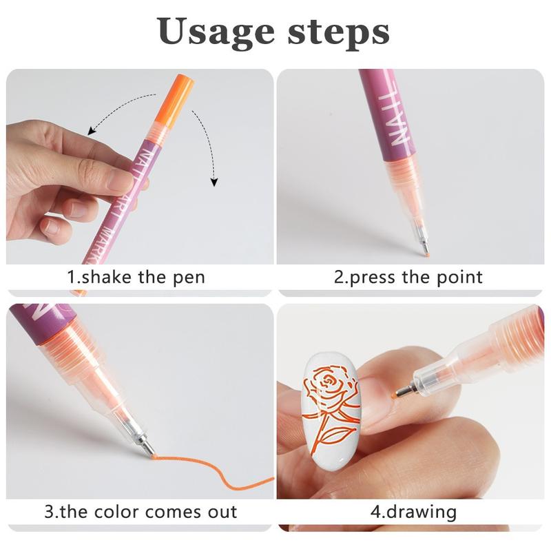 Product Introduction of 2 Colors Nail Brush 0.5mm Single DIY Painted Graffiti Nail Art Highlight Groove Edge Pen Painting Line Drawing Pen 6