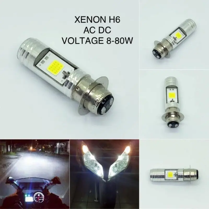 LAMPU XENON H6 LED MOTOR BEBEK MATIC AC DC 2 SISI 8W + 8W 12 VOLT 0