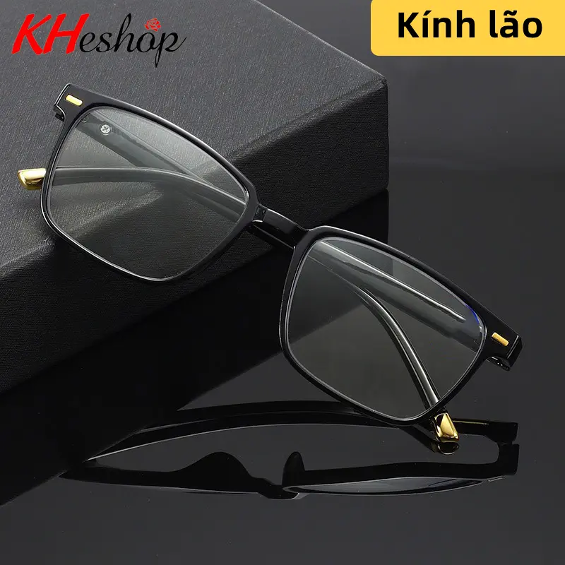 [Mã HY1208] Kính lão gọng Hàn Quốc cổ điển có độ phân giải cao tròng vuông Mắt Kính Tròng Kính 1