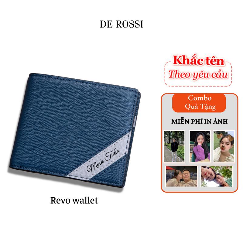 Ví Nam Revo Da Saffiano Miễn Phí Khắc Tên, In ảnh, Tặng Túi Hộp Thẻ làm quà tặng Wallet Hình Chữ Nhật