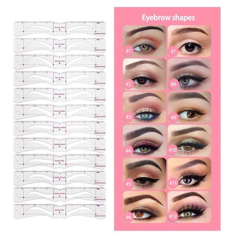 Product Introduction of Cetakan Alis Tali 12 pcs cetak alis Bentuk lebih lancip eyebrow ruller ruler card kartu alis penggaris alis pensil alis 1