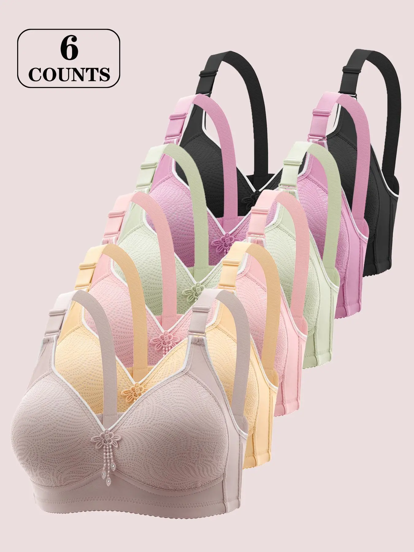 Women's Solid Wireless Push Up Bra, Comfortable Breathable Adjustable Strap Bra, Softness Lightweight Lingerie for All Seasons, Underwear for Women