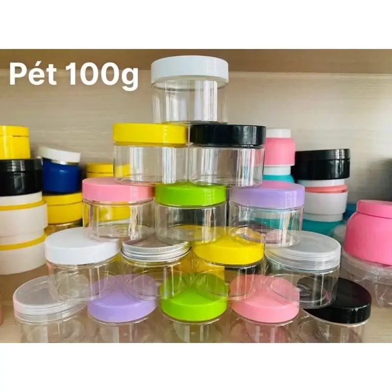 (Combo 10 hủ ) pet trong nắp màu 100g-200g-250g-300g đựng kem body,gia vị ,tp 0