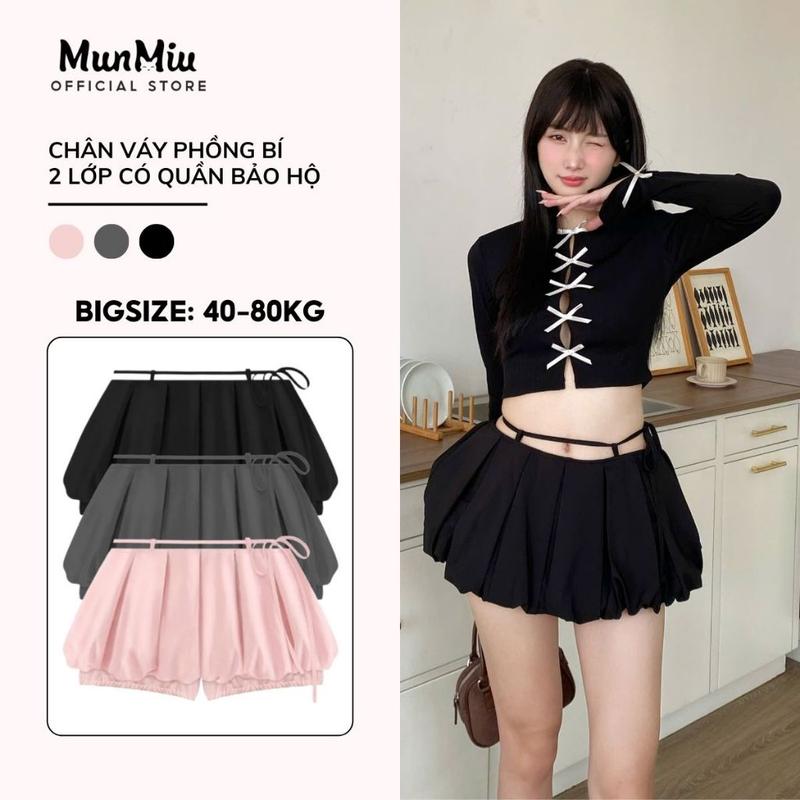 Chân váy nữ BIGSIZE MunMiu chân váy phồng bí ngô 2 lớp có quần bảo hộ phong cách trẻ trung năng động 512