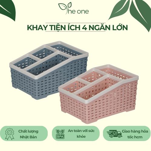 Khay nhựa 4 ngăn Việt Nhật, nhựa bền đẹp, thiết kế chia ngăn tiện dụng. Khay đựng đồ, hộp đựng bút để bàn. khay tiệních
