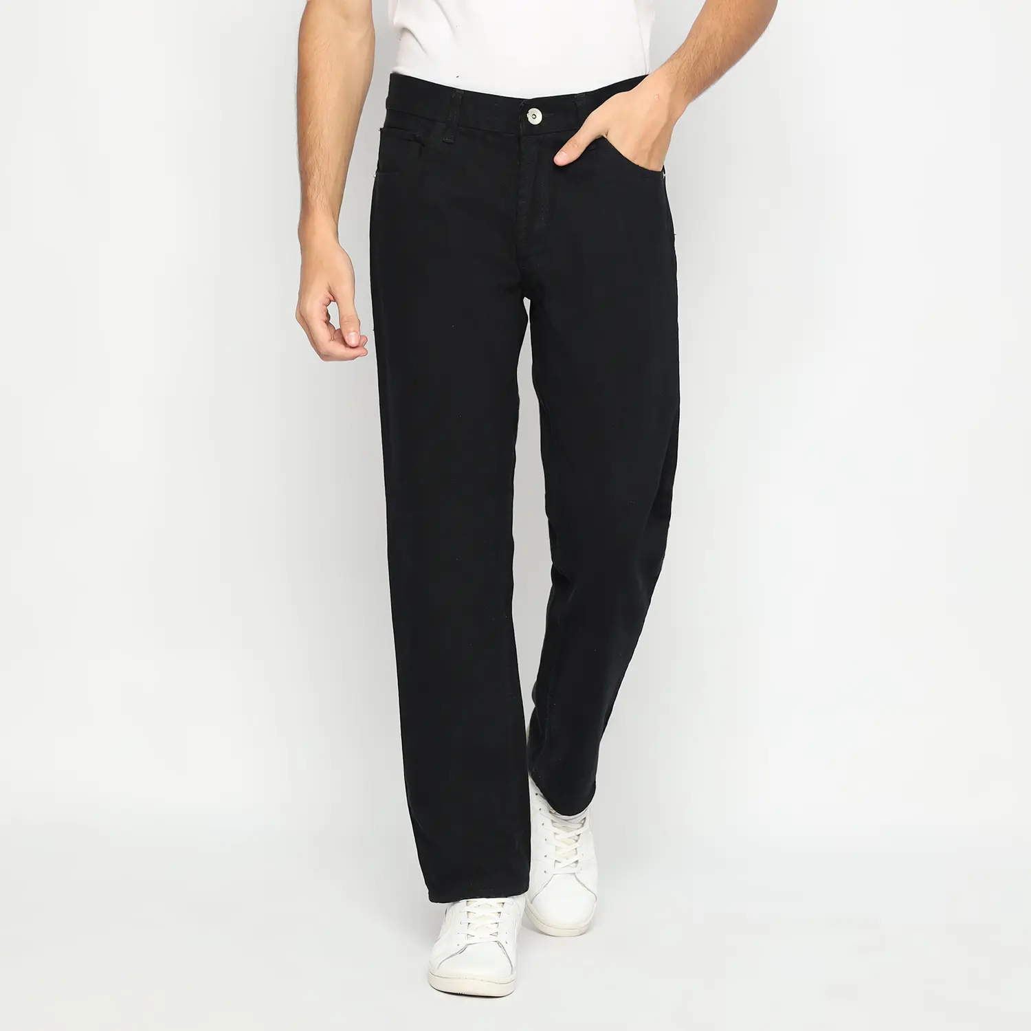 Trondheim Celana Jeans Standar Marcos Hitam Pekat Pria Panjang Basic  Regular