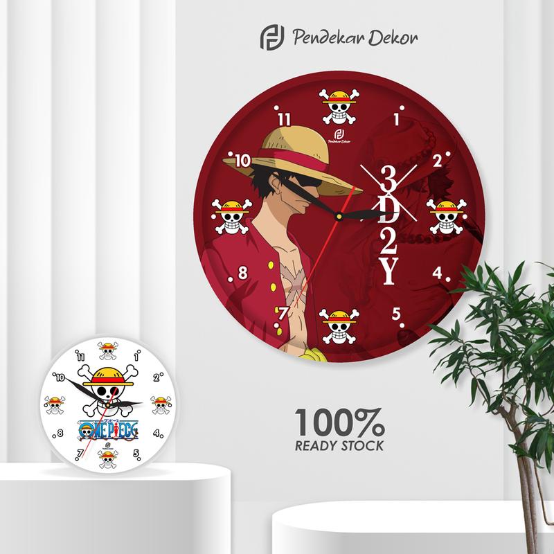 Jam Dinding Kayu  Anime One Piece Pajangan Minimalis Classic Unik Dekorasi Shabby Mesin 2