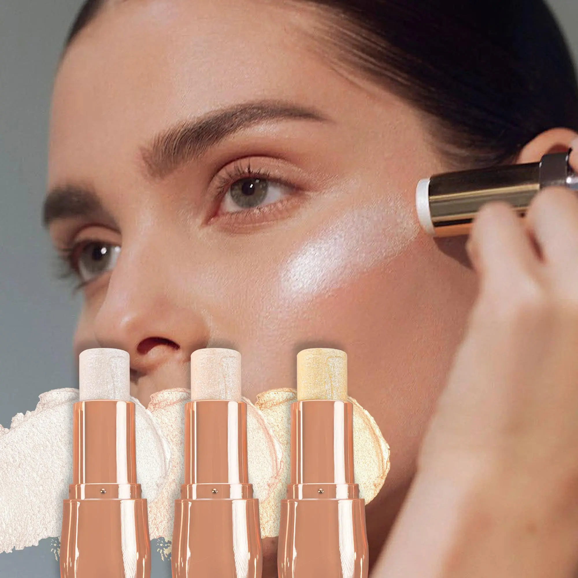 Highlighter Stick, 3 Counts/set Long Lasting Shimmering Highlighter Stick, Multifunctional Highlighter for Eye Face Body, Makeup Accessories