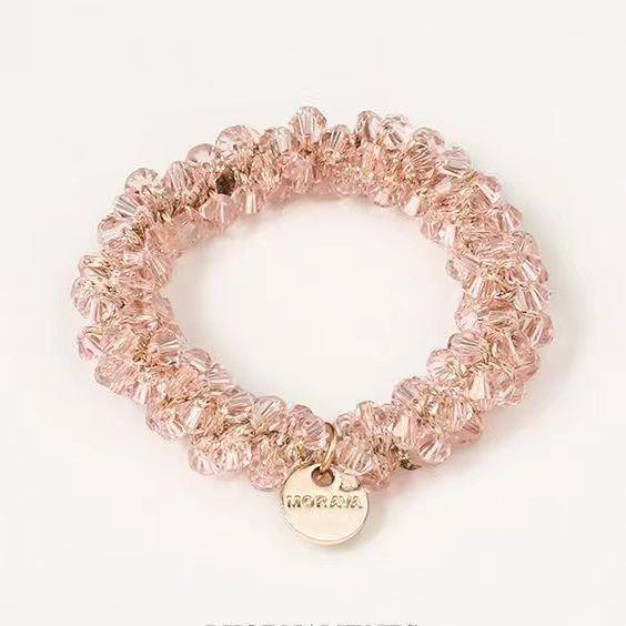Product Introduction of Korean Simple Temperamental Bracelet Dual-Use Instafamousrubber Band Sweet Headwear Vintage Pearl Head Rope Hair-Binding Crystal Hair Tie 4