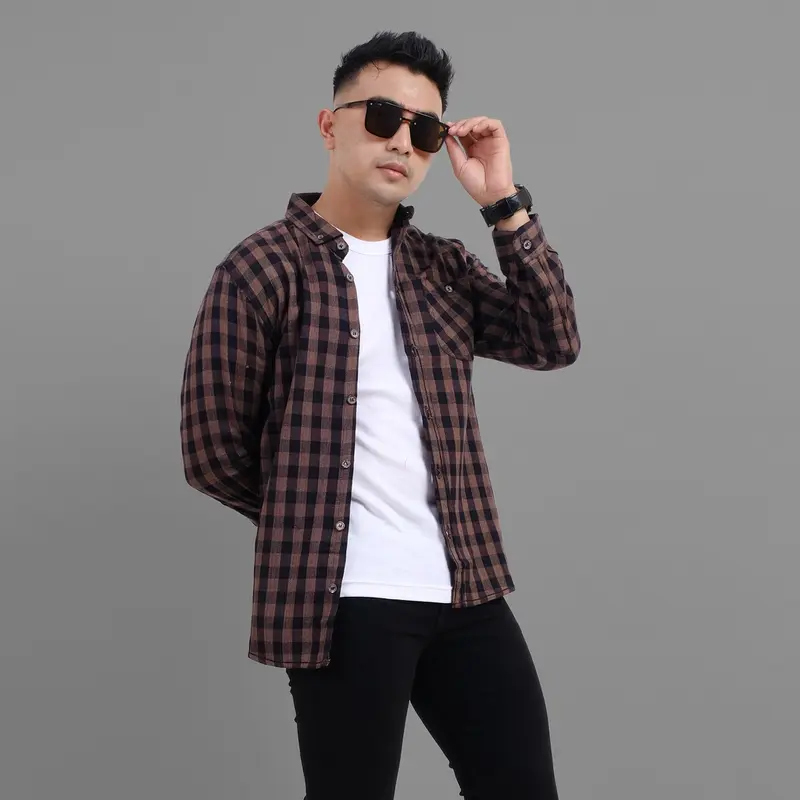 Dgm kemeja flanel pria lengan panjang casual 1551 2