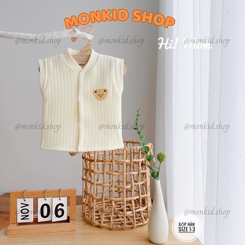 Gile trần bông Áo Gile Bé Trai Bé Gái Nền Kem Phong Cách Hàn Quốc Chất Trần Bông Xốp Dầy Dặn Ấm Áp Giữ Nhiệt Cho Bé Sơ Sinh 3-9kg