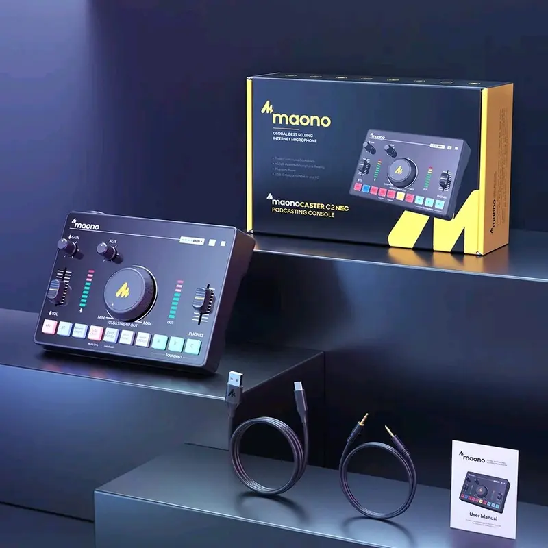 MAONO AMC2 Neo Paket Soundcard Audio Microphone PD100 Dynamic XLR untuk Podcast Live Streaming Gaming Recording Karaoke Music 7