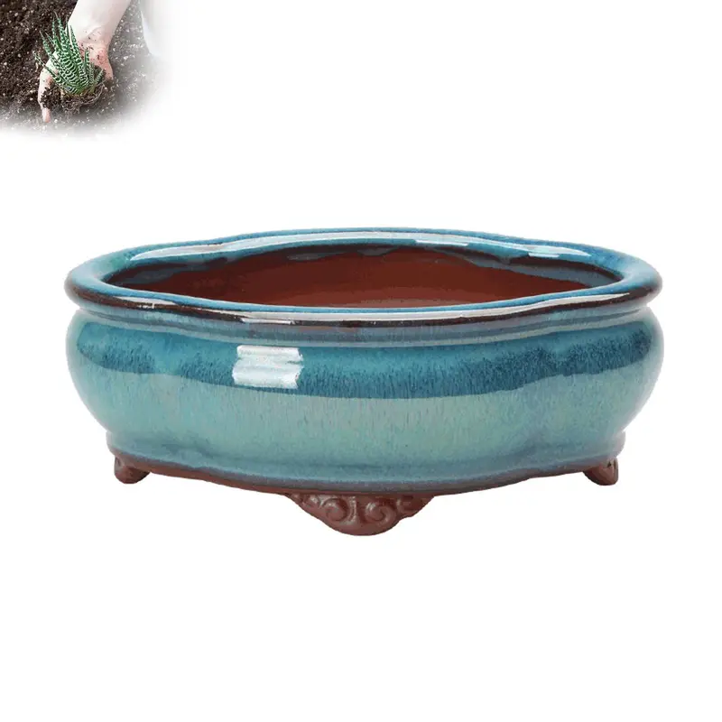 Ceramic Garden Planter Pot, Succulent Miniature Flower Pot, Breathable Pot for Living Room Bedroom Study Pots, Decorative, Home 0