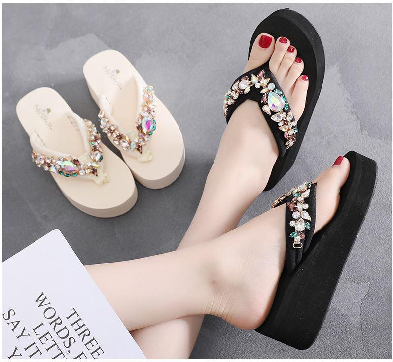 Dép Xỏ Ngón Nữ Dép Tông Dép Kẹp Đi Biển Đế Xuồng Đính Đá Chống Trượt Cao Cấp Hàng Quảng Châu DéP Shoes GiàY