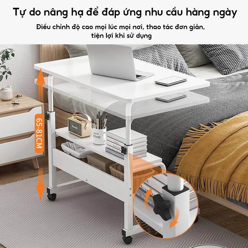 HUHU Bàn Kéo Di Động [Có Bánh Xe] Có Kệ Ngang Bàn Laptop Bàn Học Bàn Có Thể Điều Chỉnh Chiều Cao 5