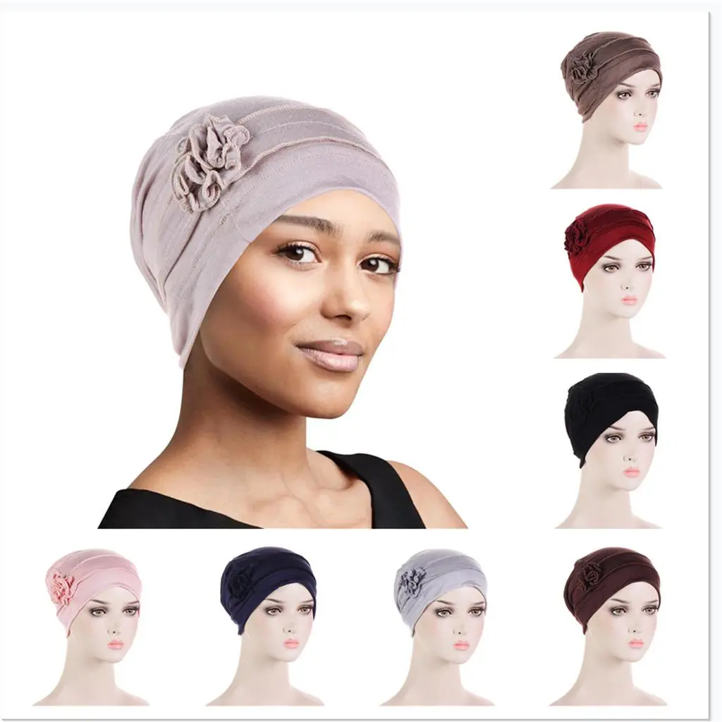Anak Tudung Tutup New Plate Bead Caps Mercerized Cotton Plate Flower Bottoming Hood Muslim Tam-O'-Shanter