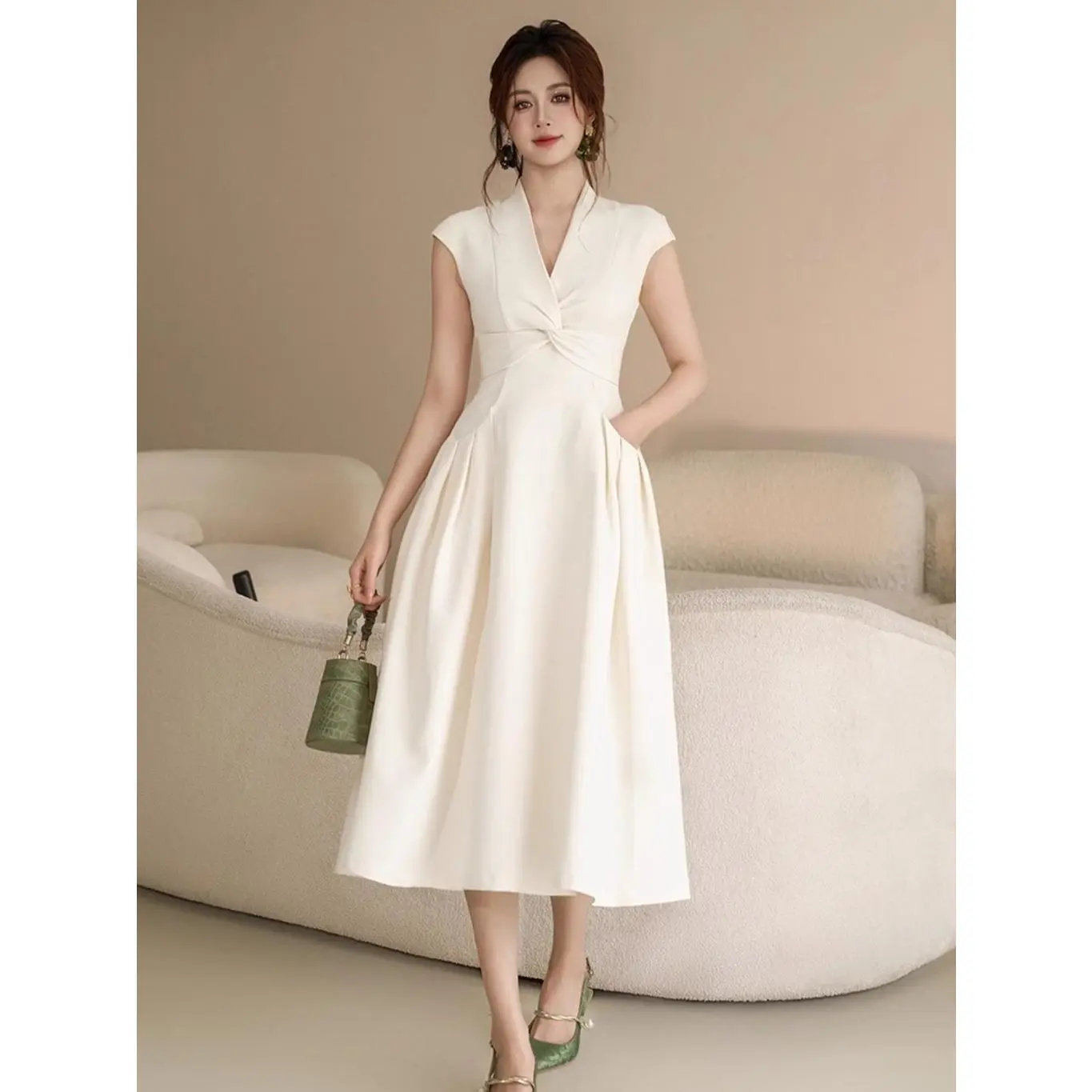 25041 elegant simple white bow fitted ninang dress for civil wedding sponsor plus size women formal casual - TikTok Shop Philippines 25041 elegant simple white bow fitted ninang dress for civil wedding sponsor plus size women formal casual - TikTok Shop Philippines