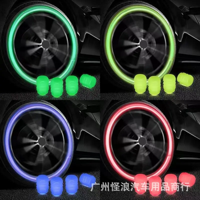 Van phát sáng cho ô tô, có màu xanh lá cây, hồng, xanh lam và vàng, nắp van lốp xe ô tô, van xe máy, phát sáng, có thể được sử dụng làm vật trang trí