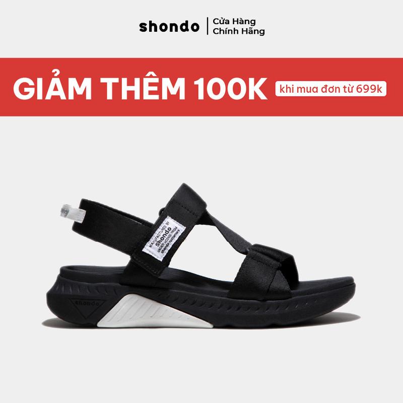 Giày Sandal Nam Nữ SHONDO F7 Racing Thời Trang, Êm, Nhẹ, Đi Học Đi Chơi Màu Đen Trắng F7R1010
