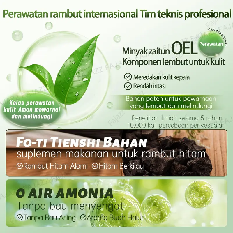 【FAJAZZ/150ML+Masker rambut gratis】Pewarna rambut gelembung, pewarna rambut tanaman, tidak berbahaya bagi rambut 4