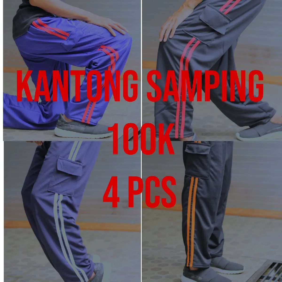 Paket Grosir Celana Kargo Panjang Pendek 100rb dapet 4 pcs Biru Cowok Karet Nyaman Pria Standar Formal Hitam