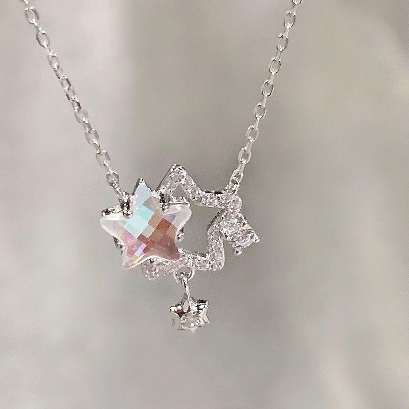 Product Introduction of Twin Star zircon necklace, high grade, clavicle chain, 2024 new style, trendy, light luxury, sneakers, INS style, neck chain 4