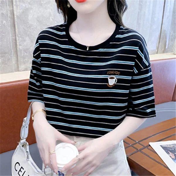 Áo Thun ngắn Tay Cổ Tròn Phong Cách Hàn Quốc, Thanh Lịch Và Hợp Xu hướng, Độc Đáo Thời Trang Đường Phố Ins, Thích Hợp Cho Giới Trẻ Và Nữ, Áo Mỏng, Thiết Kế Sáng Tạo, Bán Chạy, Cá Tính, 2024 Mùa Hè Mới, [Thanh Toán Khi Nhận Hàng] 2