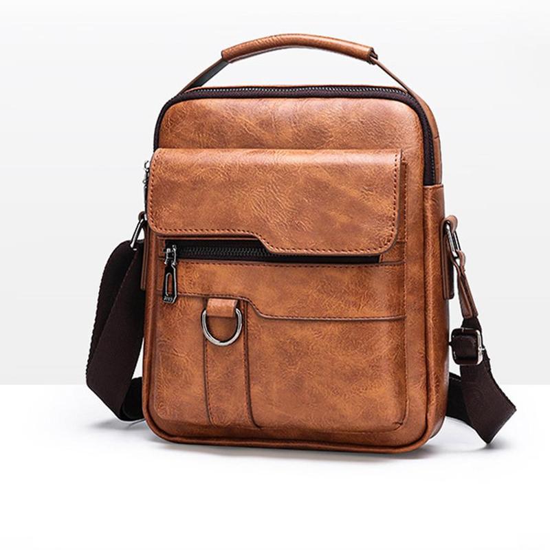 Product Introduction of Men's Messenger Bag Casual Vintage PU Leather Crossbody Handbag Adjustable Shoulder Strap Men's Briefcase Backpack 29