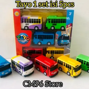 MAINAN MOBIL TAYO ISI 5PCS PULL BACK MOBIL LITTLE BUS MAINAN ANAK Plastik Toy Toys