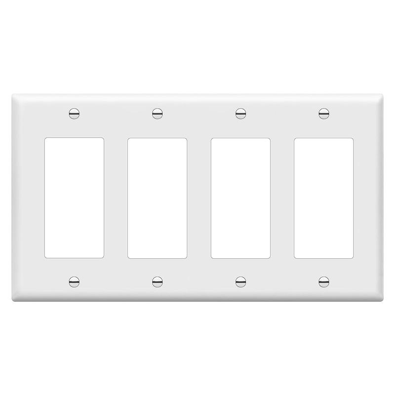 4-Gang Decorative Wall Plate, Unbreakable Thermoplastic Faceplate Cover for Decorator Receptacle Outlet Switch, Home Improvement Supplies 0