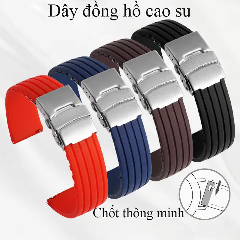 Dây cao su đồng hồ nam size 22mm 20mm 18mm, dây đồng hồ silicon cao cấp, dây đeo cao su 22mm 20mm 18mm chống nước
