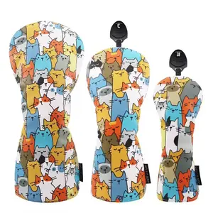 Kitten Cat Driver Fairway Hybrid Wood Golf Head Cover Golf Sarung Penutup Stick Golf Club