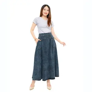 Molding - Rok Payung Jeans Polos Premium Size Jumbo Warna Snow Denim Karet  Serut  Melar  Nyaman