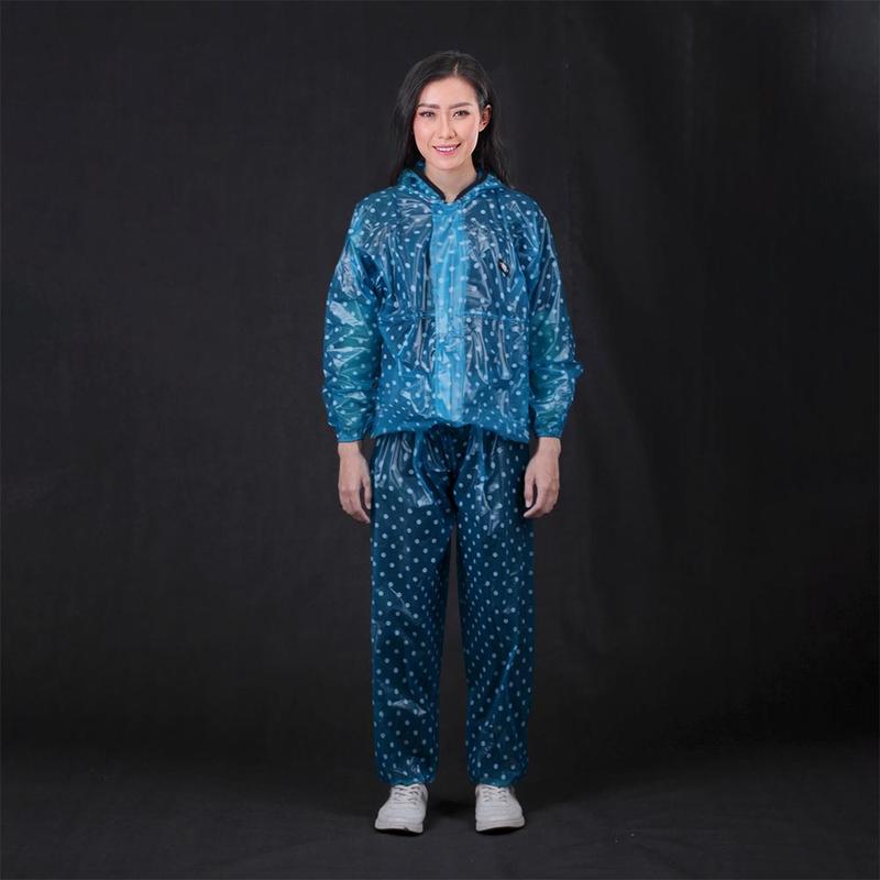 Jas Hujan Wanita Cewek Perempuan Setelan Motif Polkadot Original CL 168 IFS 1 3