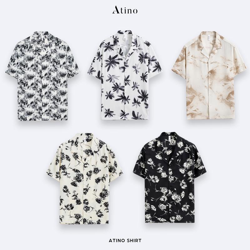  Áo Sơ Mi Nam Cộc Tay Cuban Shirt Họa Tiết ATINO L.1.4957 -L.1.4958 - L.2.4963 - M.1.4964 VN Form Regular Menswear Bi 